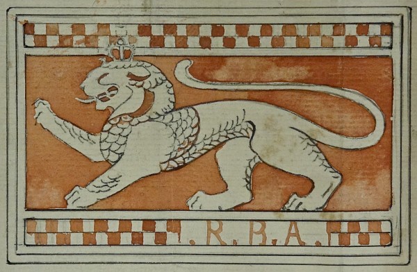 Design for a Lion for the RBA, pen pencil& wash, Glasgow University Library R188 Design for a Lion for the RBA, pen pencil& wash, Glasgow University Library R188