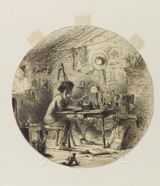 An artist in his studio, pen and pencil, 1855/1856, Freer Gallery of Art