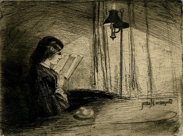 F.S. Haden, 'A Lady Reading', etching and drypoint, 1858, British Museum 1910.0421.1-3 F.S. Haden, 'A Lady Reading', etching and drypoint, 1858, British Museum 1910.0421.1-3
