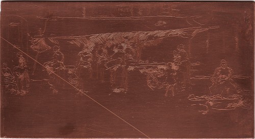Copper plate: Booth, Market Place, Loches [425]