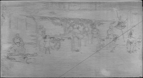 Copper plate: Booth, Market Place, Loches [425]